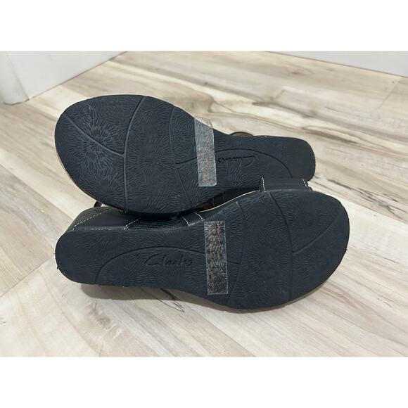 Clark’s Black 2 Strap Sling Back Sandal Clean Women Size 6 - Picture 6 of 7